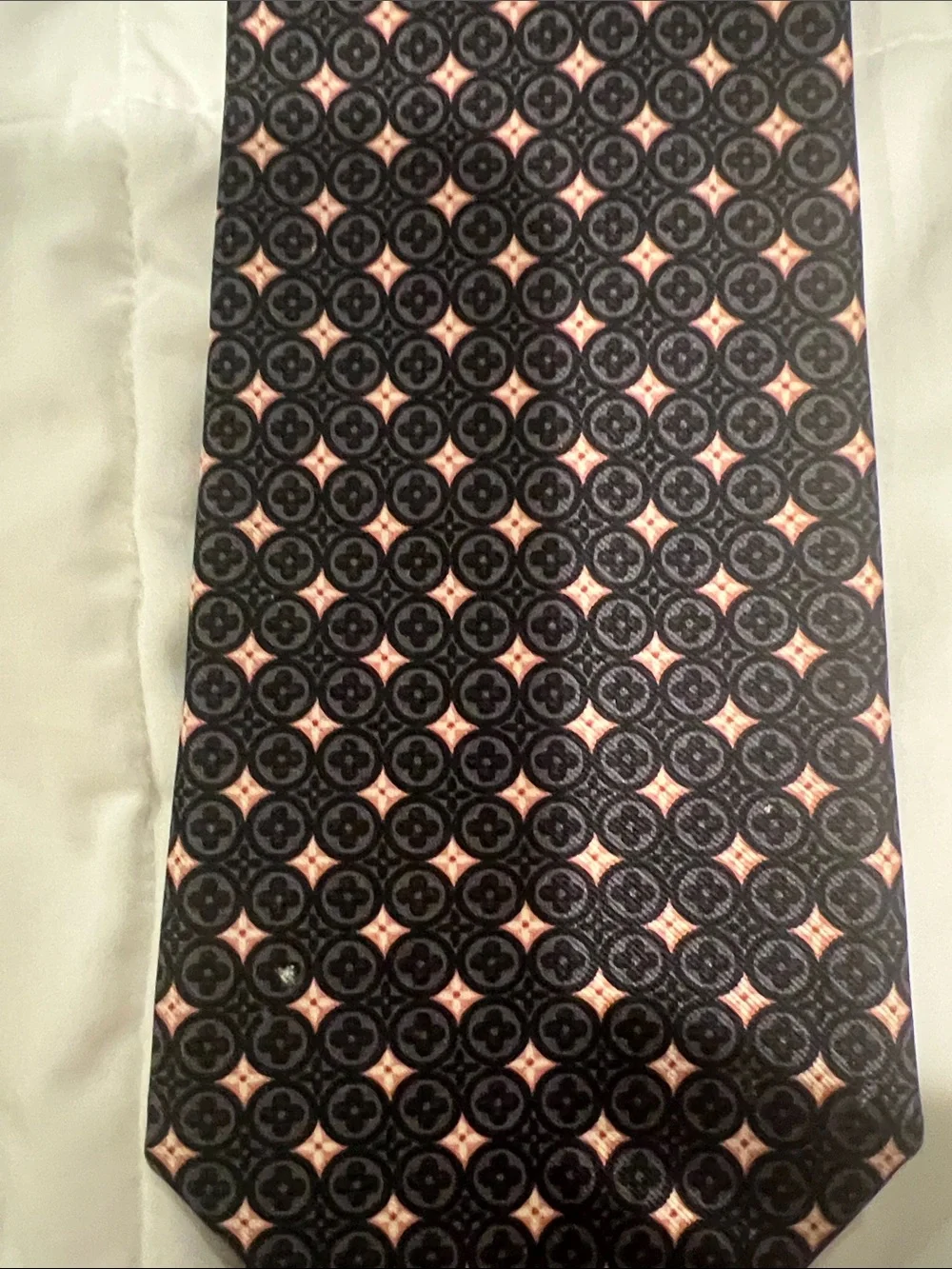 Louis Vuitton Black Silk Tie with Pink Motif